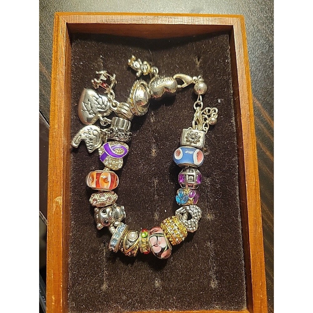 I Love You Mom Charm Bracelet Some Sterling Silver Mother Art Glass Gift Present